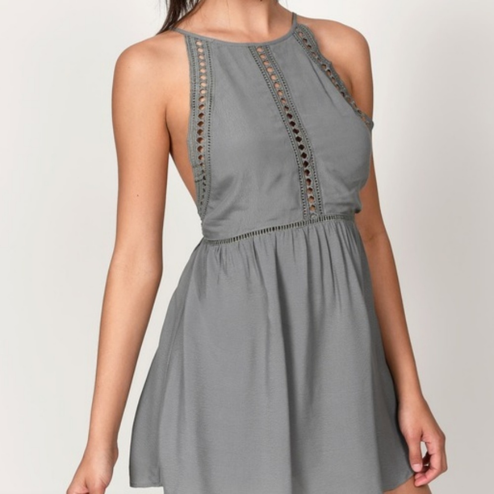 TOBI 90'S BABY OLIVE OPEN BACK DRESS